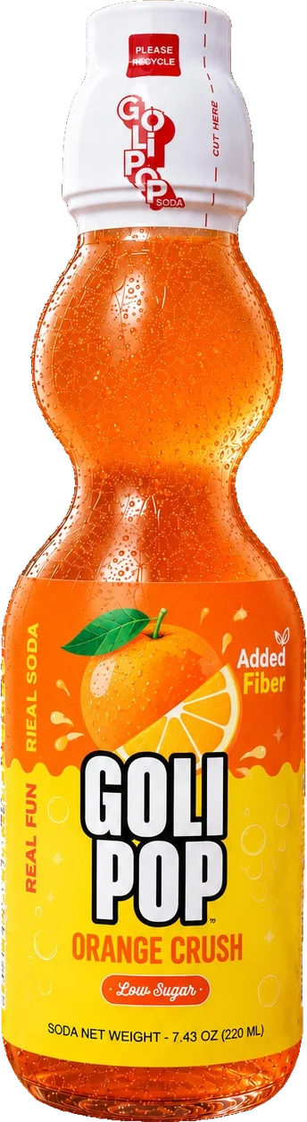 A bottle of Goli Pop Soda Orange Crush